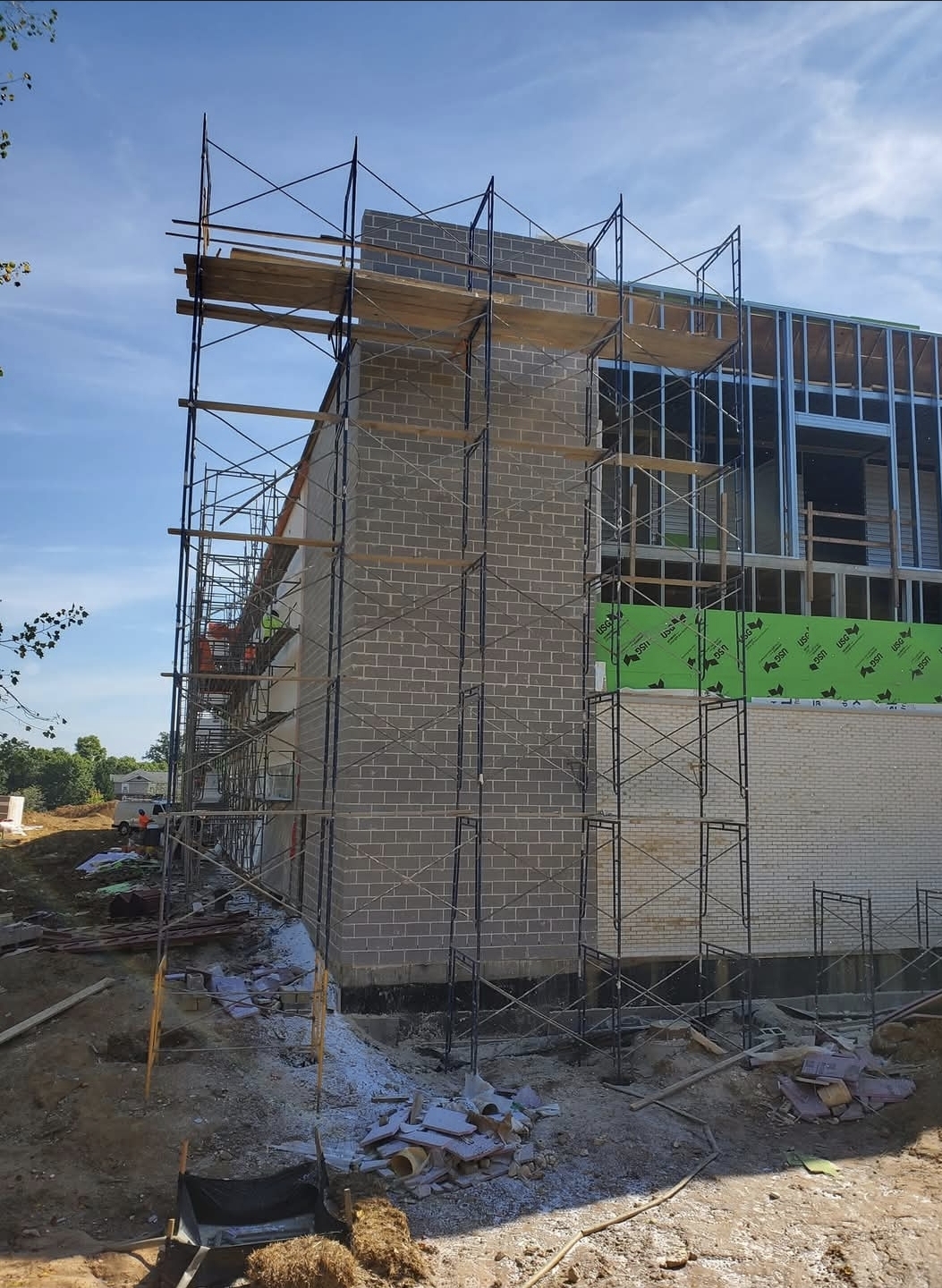 Commercial CMU block wall construction