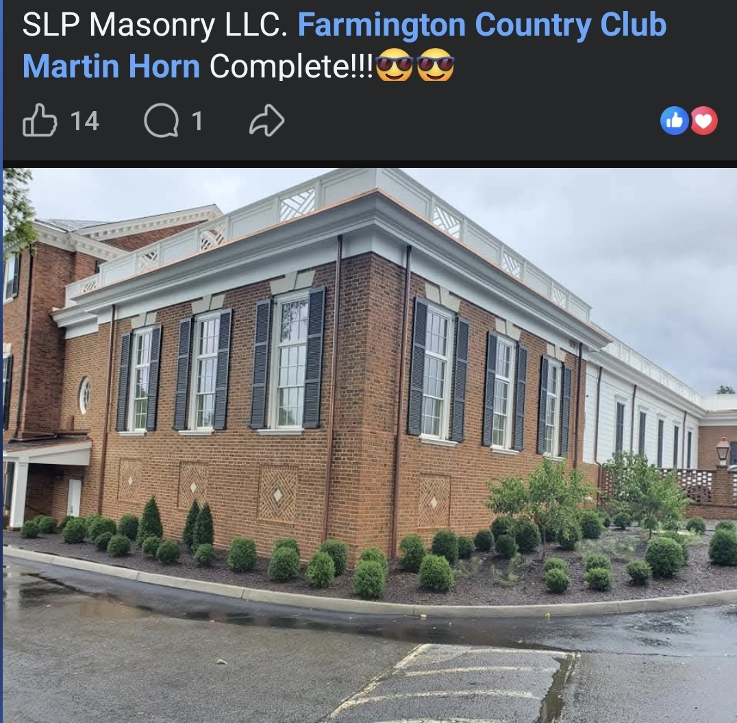 Finished brick masonry at country club